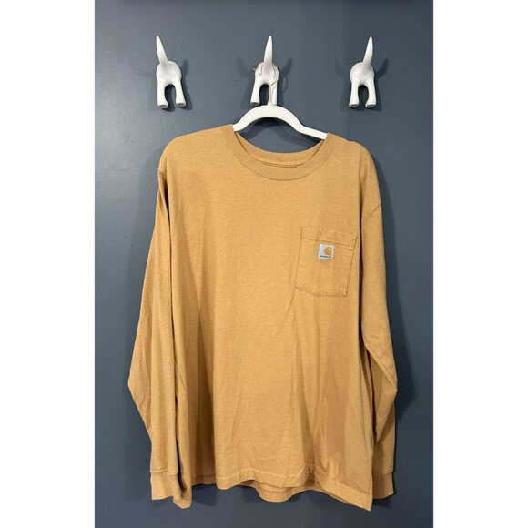 Carhartt Men T-Shirt Yellow Relaxed Fit Built For The Elements Longsleeve XL - Picture 2 of 5